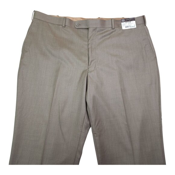 Caravelli Mens Tan Dress Pants 48R Not Hemmed Flat Front Designed In Italy - Picture 9 of 15
